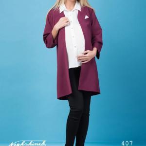 کت کرپ بارداری مازراتی همراه با شومیز آستین حلقه ای جلو دکمه دار و شیردهی
